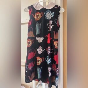 Teapot Print Sleeveless Dress - size s